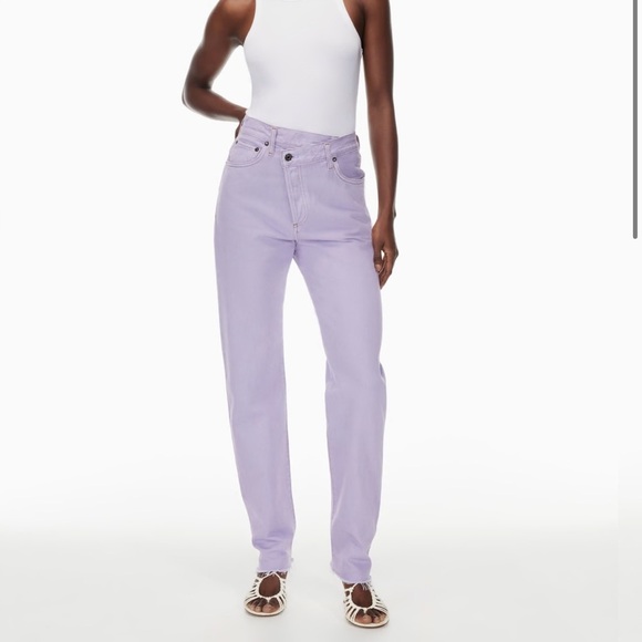 AGOLDE Criss Cross High Rise Straight Jeans In Hard Candy - Picture 2 of 10